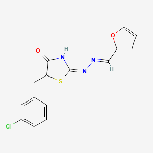 molecular formula C15H12ClN3O2S B11631456 (2E)-5-(3-chlorobenzyl)-2-[(2E)-(furan-2-ylmethylidene)hydrazinylidene]-1,3-thiazolidin-4-one 