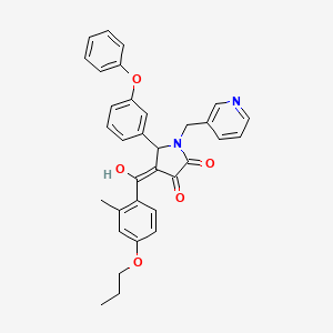 molecular formula C33H30N2O5 B11631473 3-hydroxy-4-(2-methyl-4-propoxybenzoyl)-5-(3-phenoxyphenyl)-1-(3-pyridinylmethyl)-1,5-dihydro-2H-pyrrol-2-one 