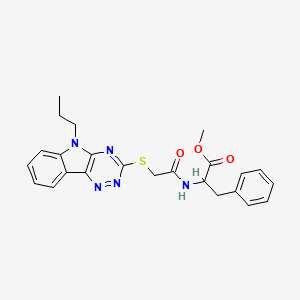 molecular formula C24H25N5O3S B11631474 methyl N-{[(5-propyl-5H-[1,2,4]triazino[5,6-b]indol-3-yl)sulfanyl]acetyl}phenylalaninate 