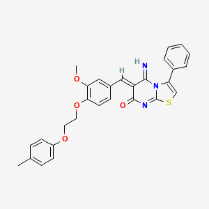 (6Z)-5-imino-6-{3-methoxy-4-[2-(4-methylphenoxy)ethoxy]benzylidene}-3-phenyl-5,6-dihydro-7H-[1,3]thiazolo[3,2-a]pyrimidin-7-one