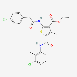 molecular formula C24H22Cl2N2O4S B11631506 Ethyl 5-[(3-chloro-2-methylphenyl)carbamoyl]-2-{[(4-chlorophenyl)acetyl]amino}-4-methylthiophene-3-carboxylate 