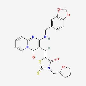 2-[(1,3-benzodioxol-5-ylmethyl)amino]-3-{(Z)-[4-oxo-3-(tetrahydrofuran-2-ylmethyl)-2-thioxo-1,3-thiazolidin-5-ylidene]methyl}-4H-pyrido[1,2-a]pyrimidin-4-one