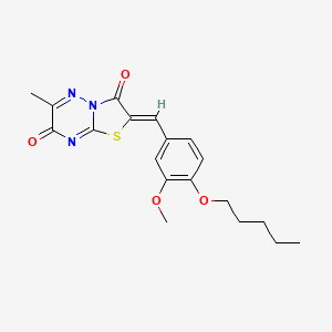 molecular formula C19H21N3O4S B11631539 (2Z)-2-[3-methoxy-4-(pentyloxy)benzylidene]-6-methyl-7H-[1,3]thiazolo[3,2-b][1,2,4]triazine-3,7(2H)-dione 