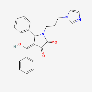 molecular formula C24H23N3O3 B11631559 3-hydroxy-1-[3-(1H-imidazol-1-yl)propyl]-4-(4-methylbenzoyl)-5-phenyl-2,5-dihydro-1H-pyrrol-2-one 