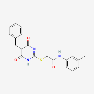 molecular formula C20H19N3O3S B11631573 2-[(5-benzyl-4,6-dioxo-1,4,5,6-tetrahydropyrimidin-2-yl)sulfanyl]-N-(3-methylphenyl)acetamide 