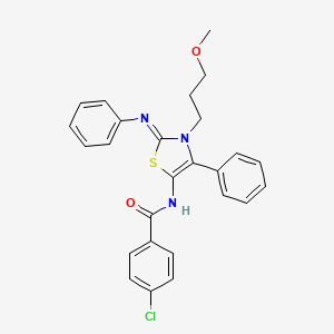 molecular formula C26H24ClN3O2S B11631577 4-chloro-N-[(2Z)-3-(3-methoxypropyl)-4-phenyl-2-(phenylimino)-2,3-dihydro-1,3-thiazol-5-yl]benzamide 