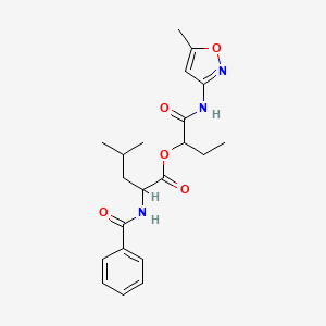 molecular formula C21H27N3O5 B11631581 1-[(5-methyl-1,2-oxazol-3-yl)amino]-1-oxobutan-2-yl N-(phenylcarbonyl)leucinate 