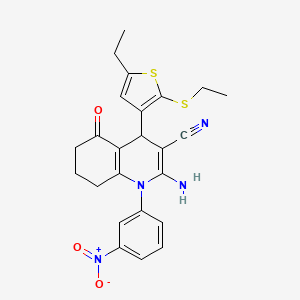 molecular formula C24H24N4O3S2 B11631587 2-Amino-4-[5-ethyl-2-(ethylsulfanyl)-3-thienyl]-1-(3-nitrophenyl)-5-oxo-1,4,5,6,7,8-hexahydro-3-quinolinecarbonitrile 