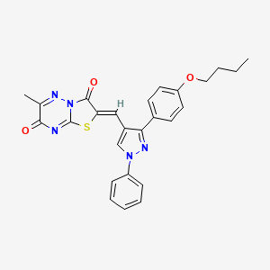 (2Z)-2-{[3-(4-butoxyphenyl)-1-phenyl-1H-pyrazol-4-yl]methylidene}-6-methyl-7H-[1,3]thiazolo[3,2-b][1,2,4]triazine-3,7(2H)-dione