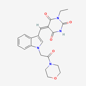 molecular formula C21H22N4O5 B11631609 (5E)-1-ethyl-5-({1-[2-(morpholin-4-yl)-2-oxoethyl]-1H-indol-3-yl}methylidene)pyrimidine-2,4,6(1H,3H,5H)-trione 