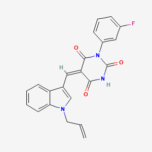 (5E)-1-(3-fluorophenyl)-5-{[1-(prop-2-en-1-yl)-1H-indol-3-yl]methylidene}pyrimidine-2,4,6(1H,3H,5H)-trione