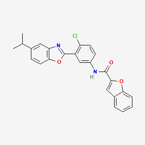 molecular formula C25H19ClN2O3 B11631635 N-{4-chloro-3-[5-(propan-2-yl)-1,3-benzoxazol-2-yl]phenyl}-1-benzofuran-2-carboxamide 