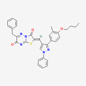 (2Z)-6-benzyl-2-{[3-(4-butoxy-3-methylphenyl)-1-phenyl-1H-pyrazol-4-yl]methylidene}-7H-[1,3]thiazolo[3,2-b][1,2,4]triazine-3,7(2H)-dione