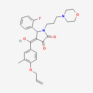 molecular formula C28H31FN2O5 B11631678 5-(2-fluorophenyl)-3-hydroxy-4-[3-methyl-4-(prop-2-en-1-yloxy)benzoyl]-1-[3-(morpholin-4-yl)propyl]-2,5-dihydro-1H-pyrrol-2-one 