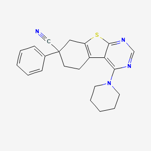 molecular formula C22H22N4S B11631684 7-Phenyl-4-(piperidin-1-yl)-5,6,7,8-tetrahydro[1]benzothieno[2,3-d]pyrimidine-7-carbonitrile 