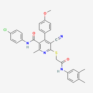 molecular formula C31H27ClN4O3S B11631690 N-(4-chlorophenyl)-5-cyano-6-({2-[(3,4-dimethylphenyl)amino]-2-oxoethyl}sulfanyl)-4-(4-methoxyphenyl)-2-methylpyridine-3-carboxamide 