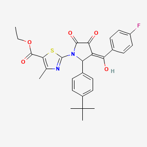 ethyl 2-{(3E)-2-(4-tert-butylphenyl)-3-[(4-fluorophenyl)(hydroxy)methylidene]-4,5-dioxopyrrolidin-1-yl}-4-methyl-1,3-thiazole-5-carboxylate