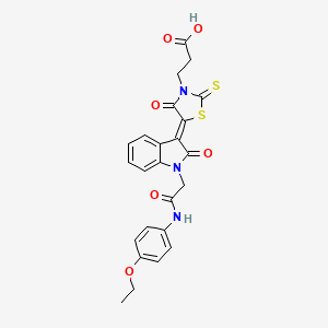 molecular formula C24H21N3O6S2 B11631731 3-((5Z)-5-{1-[2-(4-Ethoxyanilino)-2-oxoethyl]-2-oxo-1,2-dihydro-3H-indol-3-ylidene}-4-oxo-2-thioxo-1,3-thiazolidin-3-YL)propanoic acid 