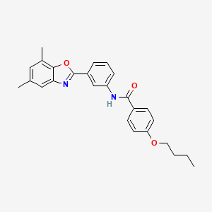 4-butoxy-N-[3-(5,7-dimethyl-1,3-benzoxazol-2-yl)phenyl]benzamide