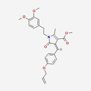 molecular formula C27H29NO6 B11631758 methyl (4Z)-1-[2-(3,4-dimethoxyphenyl)ethyl]-2-methyl-5-oxo-4-[4-(prop-2-en-1-yloxy)benzylidene]-4,5-dihydro-1H-pyrrole-3-carboxylate 