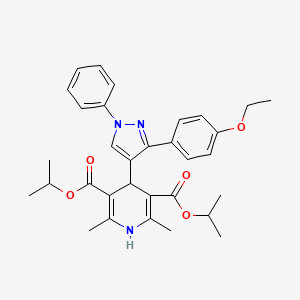 molecular formula C32H37N3O5 B11631781 dipropan-2-yl 4-[3-(4-ethoxyphenyl)-1-phenyl-1H-pyrazol-4-yl]-2,6-dimethyl-1,4-dihydropyridine-3,5-dicarboxylate 