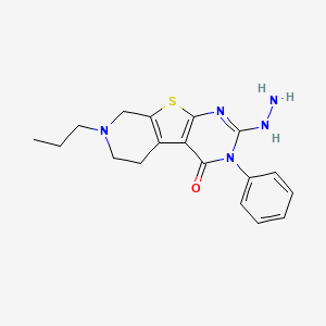 5-hydrazinyl-4-phenyl-11-propyl-8-thia-4,6,11-triazatricyclo[7.4.0.02,7]trideca-1(9),2(7),5-trien-3-one