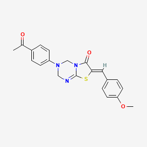 molecular formula C21H19N3O3S B11631821 (7Z)-3-(4-acetylphenyl)-7-(4-methoxybenzylidene)-3,4-dihydro-2H-[1,3]thiazolo[3,2-a][1,3,5]triazin-6(7H)-one 