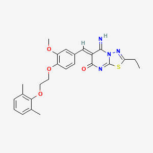 molecular formula C25H26N4O4S B11631829 (6Z)-6-{4-[2-(2,6-dimethylphenoxy)ethoxy]-3-methoxybenzylidene}-2-ethyl-5-imino-5,6-dihydro-7H-[1,3,4]thiadiazolo[3,2-a]pyrimidin-7-one 