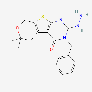 molecular formula C18H20N4O2S B11631837 4-benzyl-5-hydrazinyl-12,12-dimethyl-11-oxa-8-thia-4,6-diazatricyclo[7.4.0.02,7]trideca-1(9),2(7),5-trien-3-one 