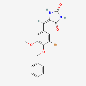 molecular formula C18H15BrN2O4 B11631850 (5E)-5-[4-(benzyloxy)-3-bromo-5-methoxybenzylidene]imidazolidine-2,4-dione 