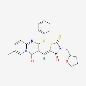 7-methyl-3-{(Z)-[4-oxo-3-(tetrahydrofuran-2-ylmethyl)-2-thioxo-1,3-thiazolidin-5-ylidene]methyl}-2-(phenylsulfanyl)-4H-pyrido[1,2-a]pyrimidin-4-one