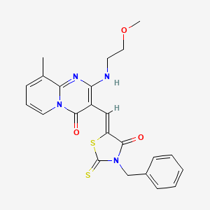 3-[(Z)-(3-benzyl-4-oxo-2-thioxo-1,3-thiazolidin-5-ylidene)methyl]-2-[(2-methoxyethyl)amino]-9-methyl-4H-pyrido[1,2-a]pyrimidin-4-one