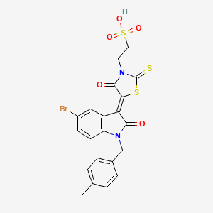 2-{(5Z)-5-[5-bromo-1-(4-methylbenzyl)-2-oxo-1,2-dihydro-3H-indol-3-ylidene]-4-oxo-2-thioxo-1,3-thiazolidin-3-yl}ethanesulfonic acid