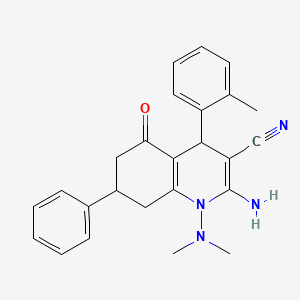 2-Amino-1-(dimethylamino)-4-(2-methylphenyl)-5-oxo-7-phenyl-1,4,5,6,7,8-hexahydro-3-quinolinecarbonitrile