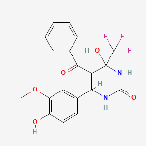 5-Benzoyl-4-hydroxy-6-(4-hydroxy-3-methoxyphenyl)-4-(trifluoromethyl)-1,3-diazinan-2-one