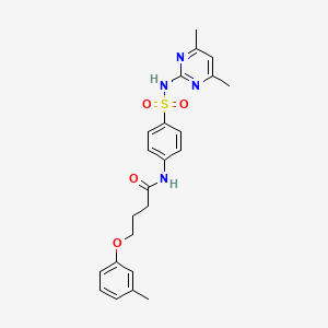 molecular formula C23H26N4O4S B11631929 N-{4-[(4,6-dimethylpyrimidin-2-yl)sulfamoyl]phenyl}-4-(3-methylphenoxy)butanamide 