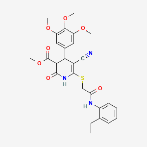 molecular formula C27H29N3O7S B11631944 Methyl 5-cyano-6-({2-[(2-ethylphenyl)amino]-2-oxoethyl}sulfanyl)-2-oxo-4-(3,4,5-trimethoxyphenyl)-1,2,3,4-tetrahydropyridine-3-carboxylate 