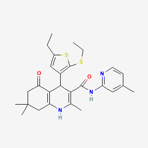 4-(5-Ethyl-2-(ethylthio)thiophen-3-yl)-2,7,7-trimethyl-N-(4-methylpyridin-2-yl)-5-oxo-1,4,5,6,7,8-hexahydroquinoline-3-carboxamide