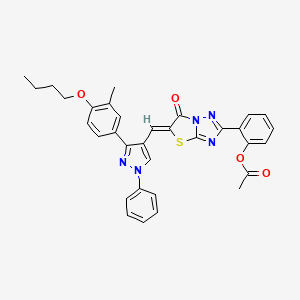 molecular formula C33H29N5O4S B11631966 2-[(5Z)-5-{[3-(4-butoxy-3-methylphenyl)-1-phenyl-1H-pyrazol-4-yl]methylidene}-6-oxo-5,6-dihydro[1,3]thiazolo[3,2-b][1,2,4]triazol-2-yl]phenyl acetate 