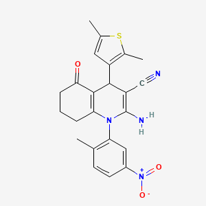 molecular formula C23H22N4O3S B11632002 2-Amino-4-(2,5-dimethylthiophen-3-yl)-1-(2-methyl-5-nitrophenyl)-5-oxo-1,4,5,6,7,8-hexahydroquinoline-3-carbonitrile CAS No. 476483-84-8