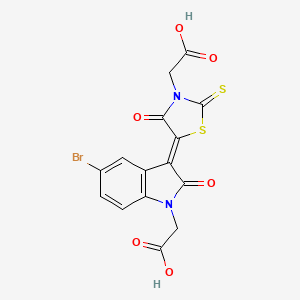 molecular formula C15H9BrN2O6S2 B11632031 {(5Z)-5-[5-bromo-1-(carboxymethyl)-2-oxo-1,2-dihydro-3H-indol-3-ylidene]-4-oxo-2-thioxo-1,3-thiazolidin-3-yl}acetic acid 