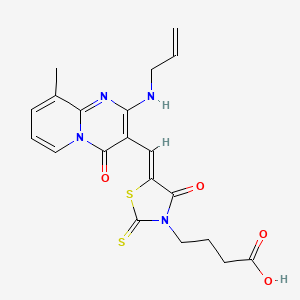 molecular formula C20H20N4O4S2 B11632036 4-((5Z)-5-{[2-(Allylamino)-9-methyl-4-oxo-4H-pyrido[1,2-A]pyrimidin-3-YL]methylene}-4-oxo-2-thioxo-1,3-thiazolidin-3-YL)butanoic acid 