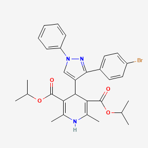 molecular formula C30H32BrN3O4 B11632041 Diisopropyl 4-[3-(4-bromophenyl)-1-phenyl-1H-pyrazol-4-YL]-2,6-dimethyl-1,4-dihydro-3,5-pyridinedicarboxylate 