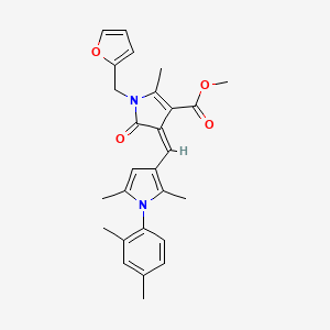 molecular formula C27H28N2O4 B11632064 methyl (4Z)-4-{[1-(2,4-dimethylphenyl)-2,5-dimethyl-1H-pyrrol-3-yl]methylidene}-1-(furan-2-ylmethyl)-2-methyl-5-oxo-4,5-dihydro-1H-pyrrole-3-carboxylate 