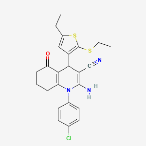 2-Amino-1-(4-chlorophenyl)-4-[5-ethyl-2-(ethylsulfanyl)-3-thienyl]-5-oxo-1,4,5,6,7,8-hexahydro-3-quinolinecarbonitrile