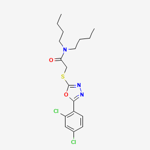 molecular formula C18H23Cl2N3O2S B11632104 N,N-Dibutyl-2-{[5-(2,4-dichlorophenyl)-1,3,4-oxadiazol-2-YL]sulfanyl}acetamide 