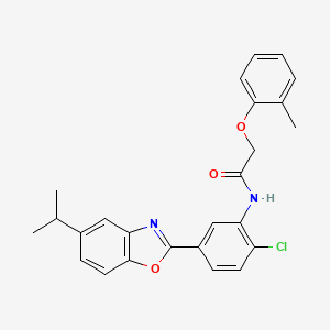 molecular formula C25H23ClN2O3 B11632121 N-{2-chloro-5-[5-(propan-2-yl)-1,3-benzoxazol-2-yl]phenyl}-2-(2-methylphenoxy)acetamide 