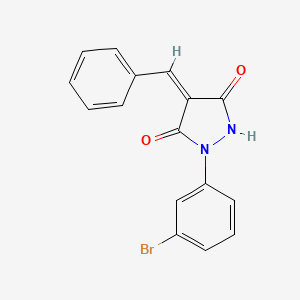 molecular formula C16H11BrN2O2 B11632135 4-Benzylidene-1-(3-bromo-phenyl)-pyrazolidine-3,5-dione 