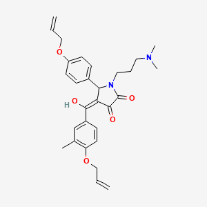 molecular formula C29H34N2O5 B11632151 1-[3-(dimethylamino)propyl]-3-hydroxy-4-{[3-methyl-4-(prop-2-en-1-yloxy)phenyl]carbonyl}-5-[4-(prop-2-en-1-yloxy)phenyl]-1,5-dihydro-2H-pyrrol-2-one 