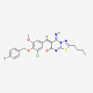 (6Z)-2-butyl-6-{3-chloro-4-[(4-fluorobenzyl)oxy]-5-methoxybenzylidene}-5-imino-5,6-dihydro-7H-[1,3,4]thiadiazolo[3,2-a]pyrimidin-7-one